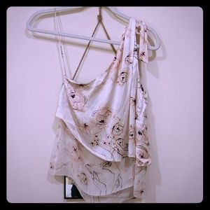Wilfred One-shoulder Cream Silk Blouse